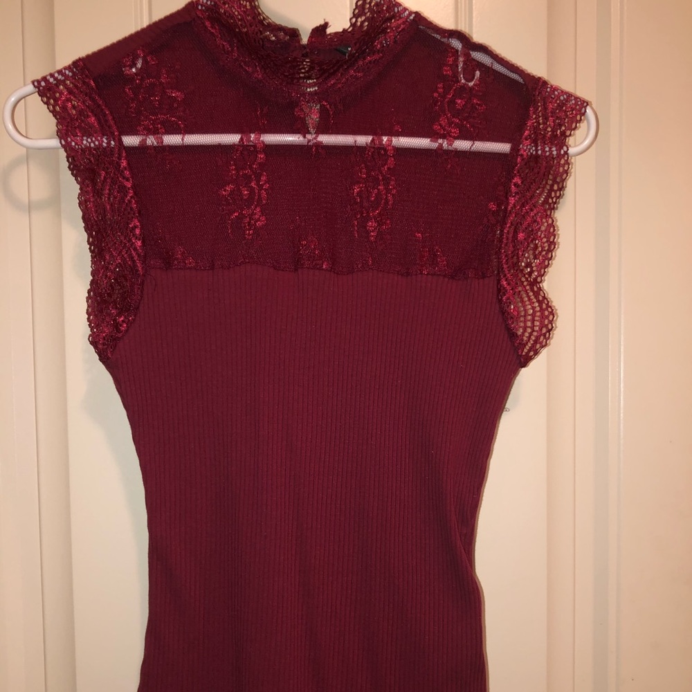 Lace red top